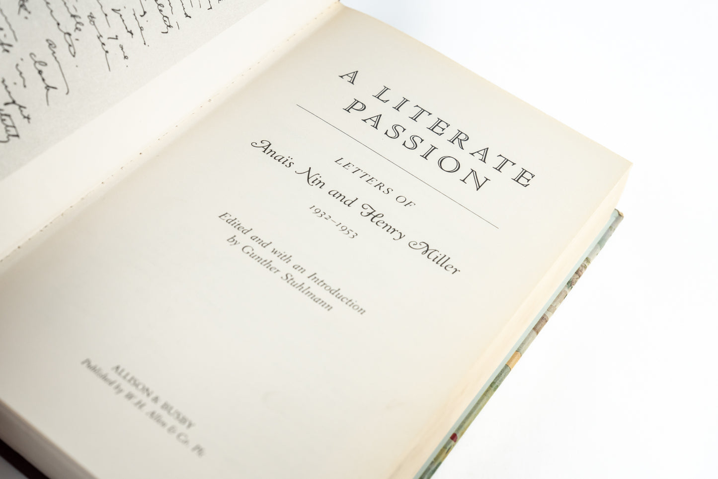 A Literate Passion. Letters of Anais Nin and Henry Miller 1932-1955