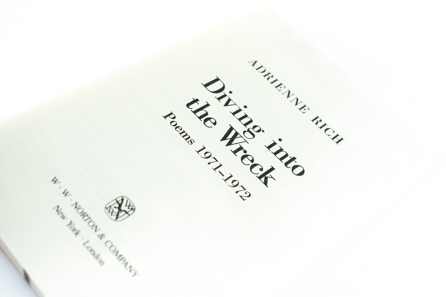 Diving Into the Wreck: Poems, 1971-1972