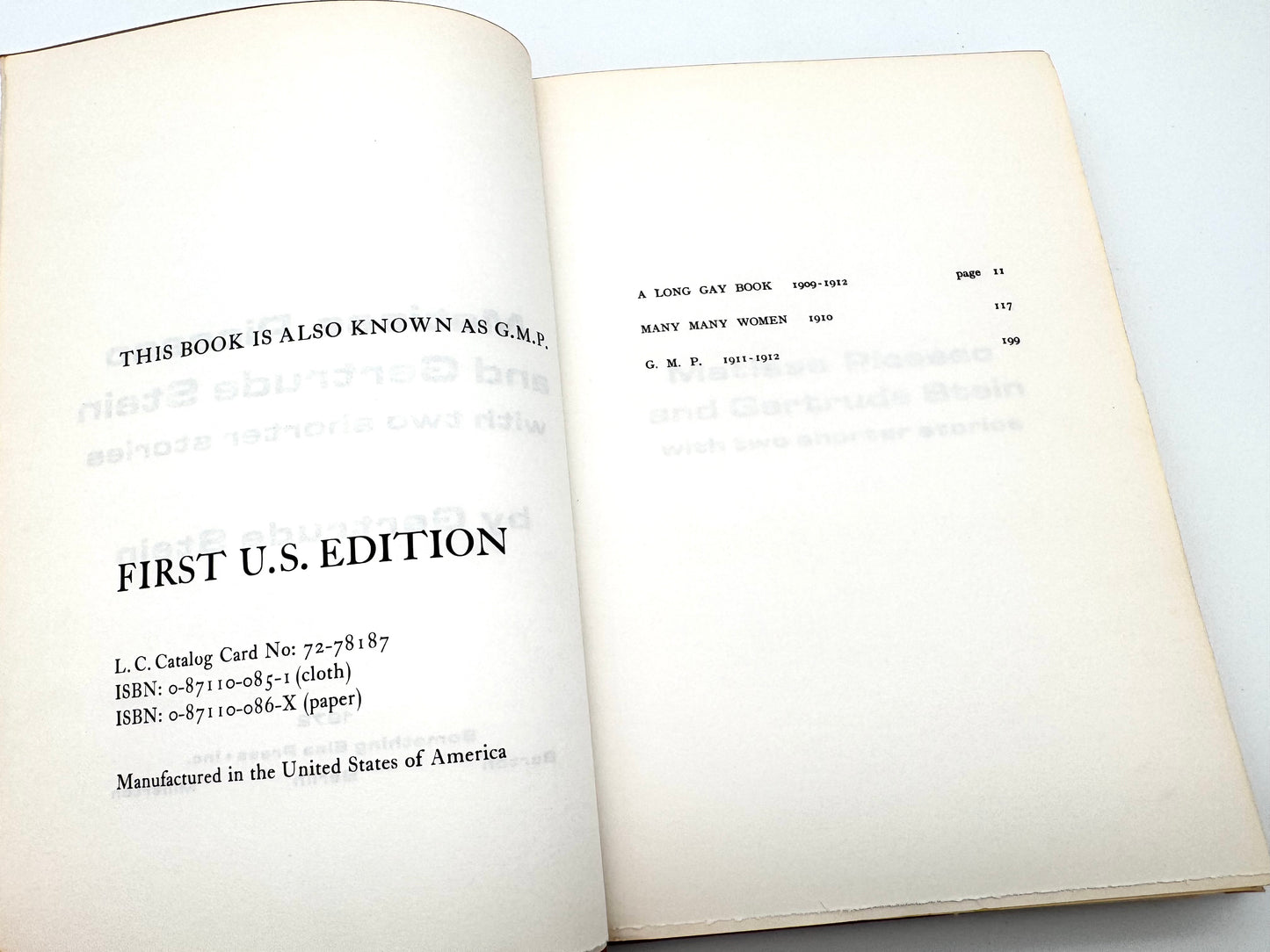 Matisse Picasso and Gertrude Stein, with Two Other Short Stories (also known as G.M.P.)