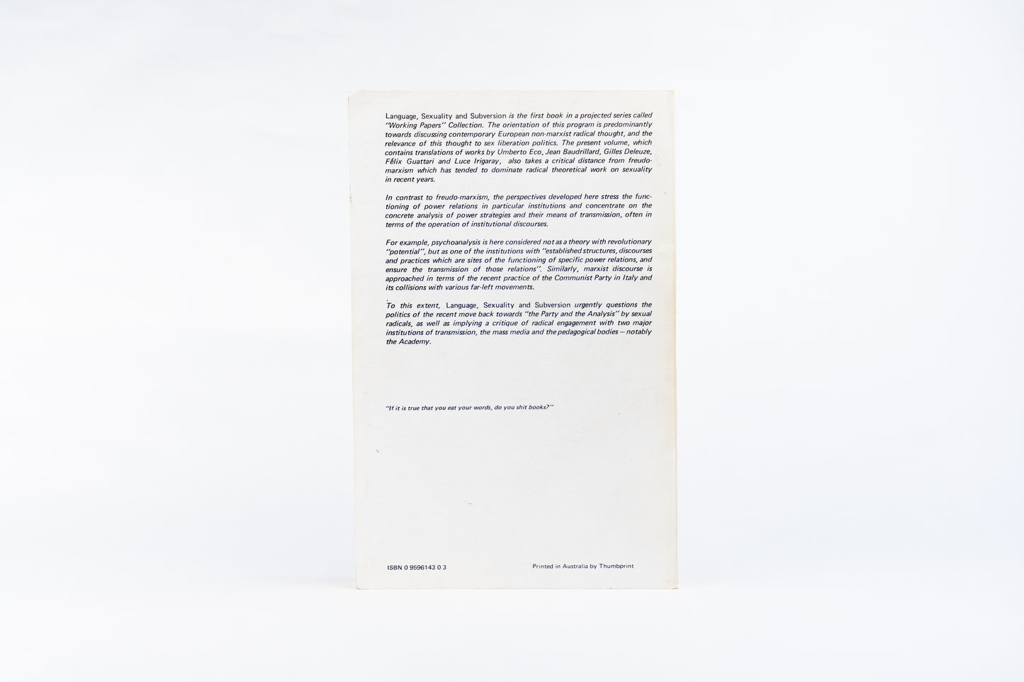 Language, Sexuality and Subversion