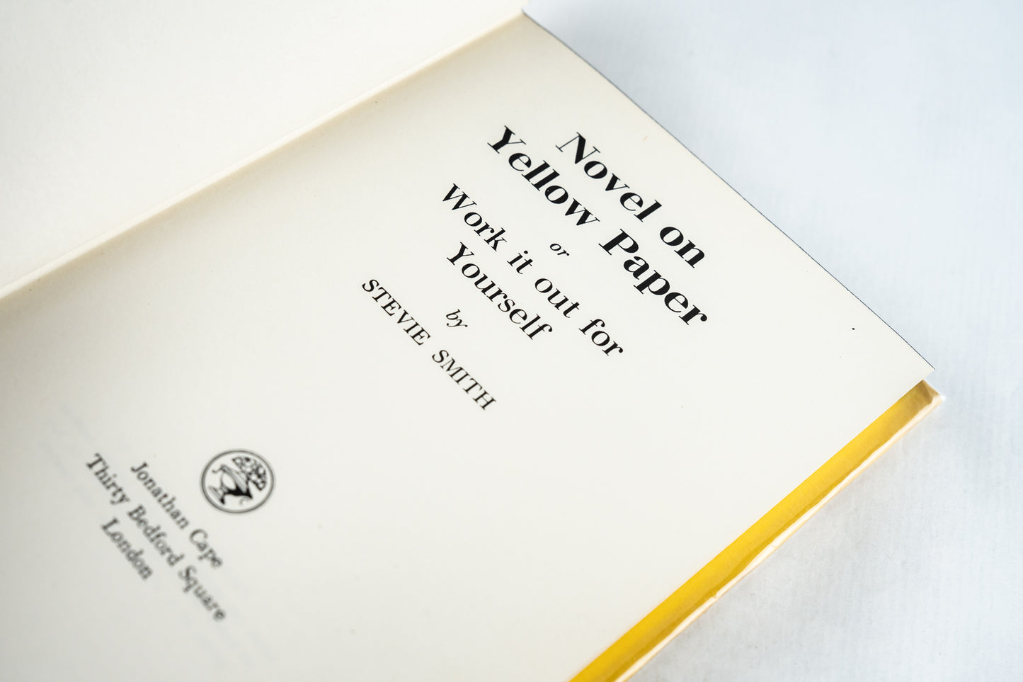 Novel On Yellow Paper, Or: Work It Out for Yourself